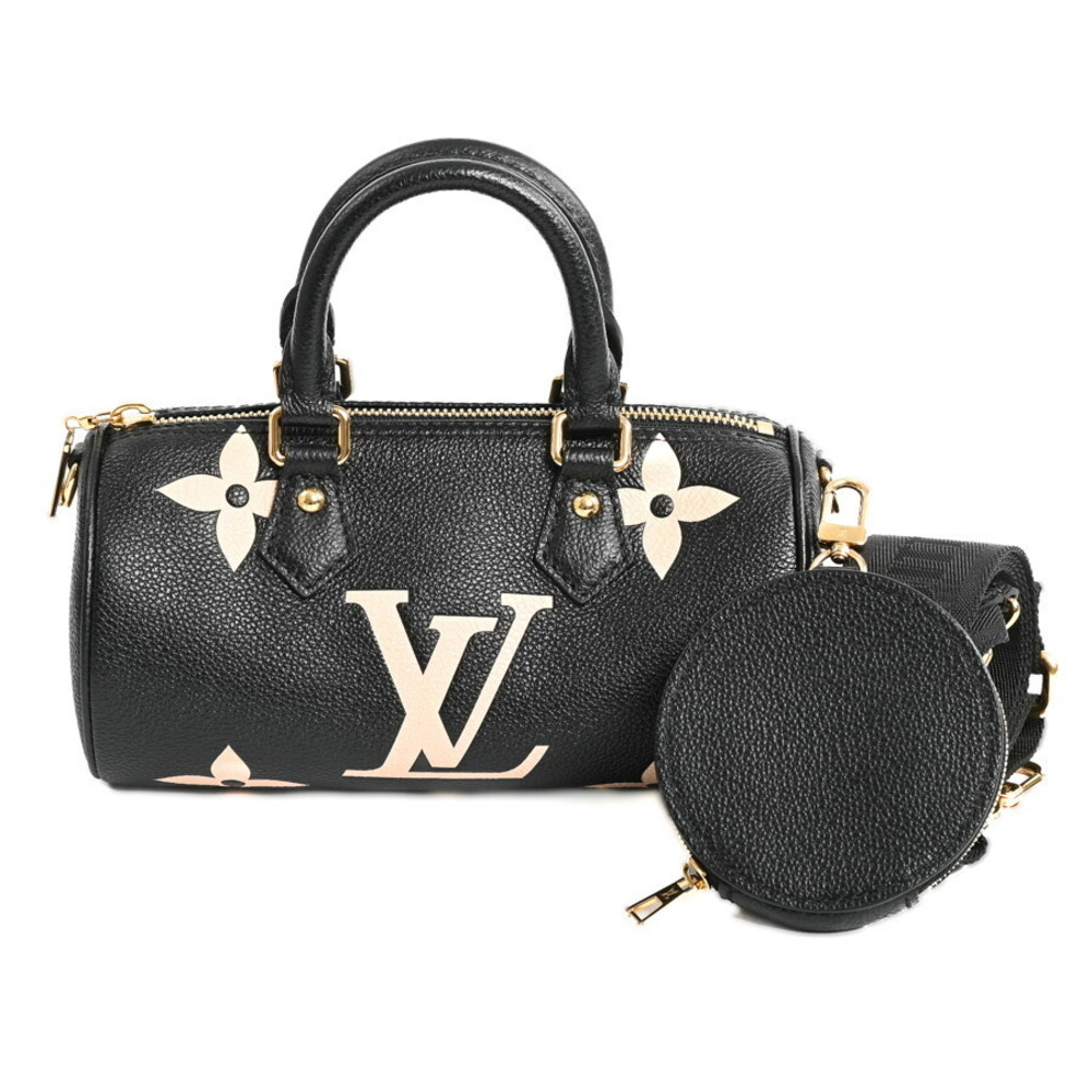 Louis Vuitton Papillon Shoulder Bag Black Beige